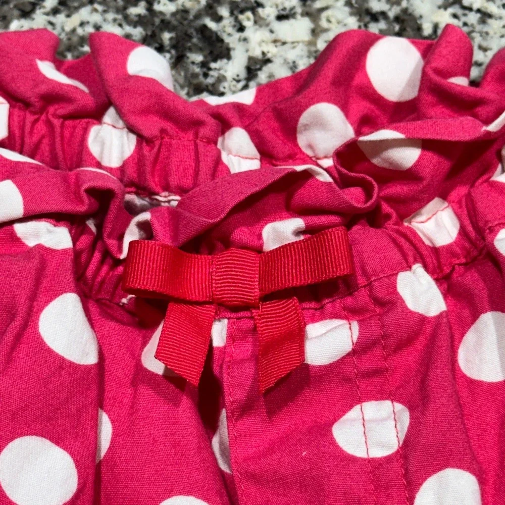 Gymboree Polka Dot Shorts Girls Size 8 Pink White Cotton Paperbag Waist Preppy